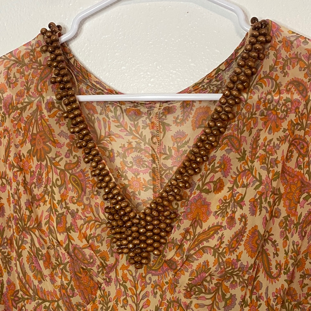 Adrianna Papell Orange and Brown Midi Dress vintage Size 6 100% Silk & poliéster - Picture 6 of 16